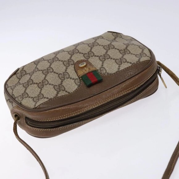 GUCCI GG Supreme Web Sherry Line Shoulder Bag PVC Beige - Picture 6 of 16